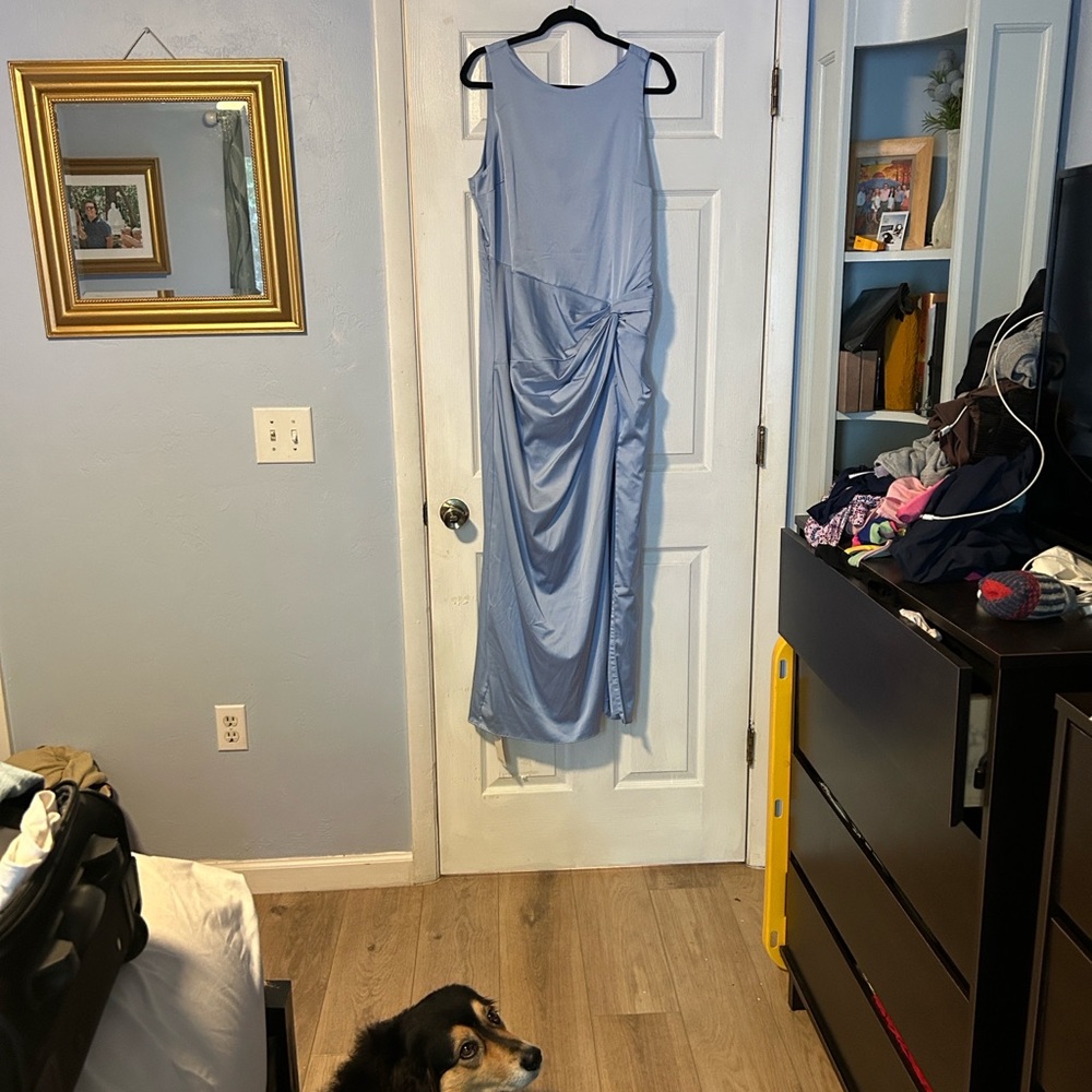 Abercrombie & Fitch Light Blue Satin maxi dress
